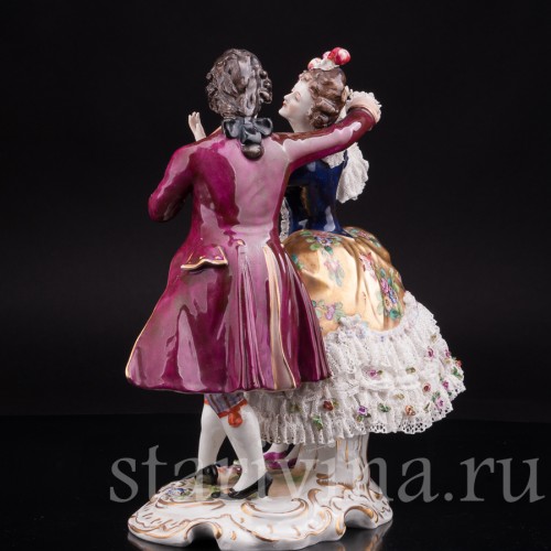 Фарфоровая статуэтка Танцующая пара, кружевная, Volkstedt, Германия, нач. 20 в.