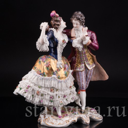 Фарфоровая статуэтка Танцующая пара, кружевная, Volkstedt, Германия, нач. 20 в.