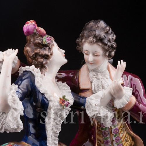 Фарфоровая статуэтка Танцующая пара, кружевная, Volkstedt, Германия, нач. 20 в.