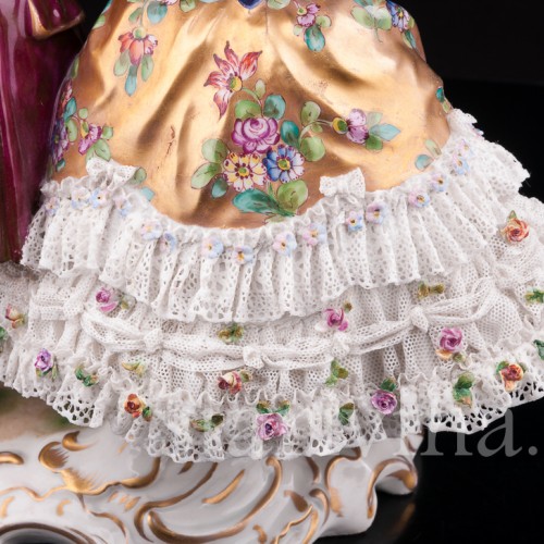 Фарфоровая статуэтка Танцующая пара, кружевная, Volkstedt, Германия, нач. 20 в.