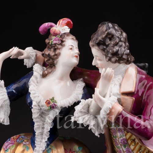 Фарфоровая статуэтка Танцующая пара, кружевная, Volkstedt, Германия, нач. 20 в.