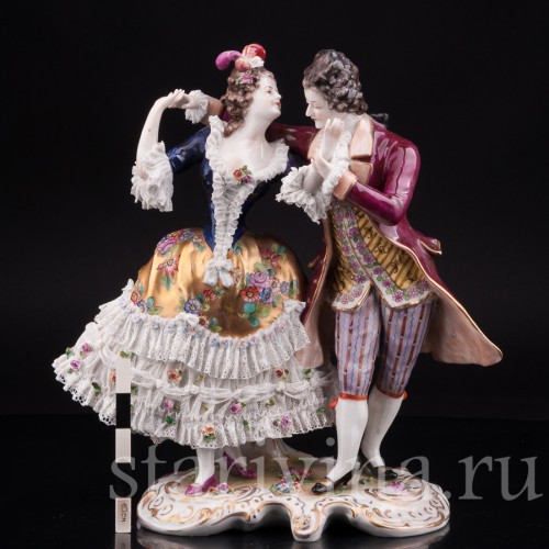 Фарфоровая статуэтка Танцующая пара, кружевная, Volkstedt, Германия, нач. 20 в.
