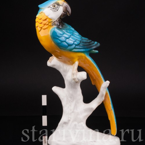 Уцененная статуэтка из фарфора Попугай Ара, Goebel, Германия, вт. пол. 20 в.