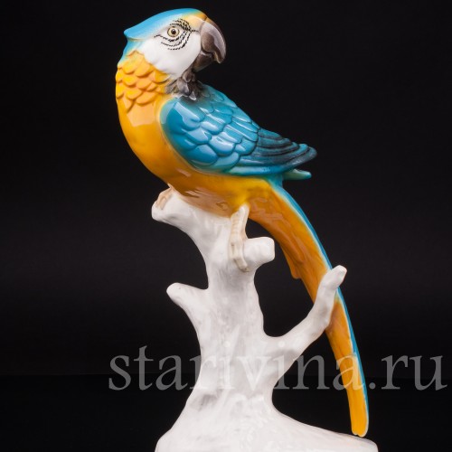 Уцененная статуэтка из фарфора Попугай Ара, Goebel, Германия, вт. пол. 20 в.