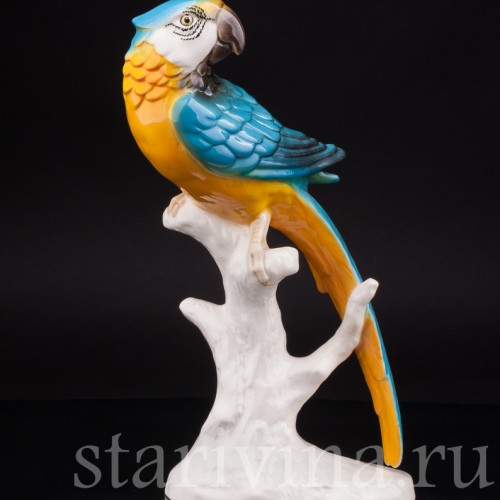 Уцененная статуэтка из фарфора Попугай Ара, Goebel, Германия, вт. пол. 20 в.