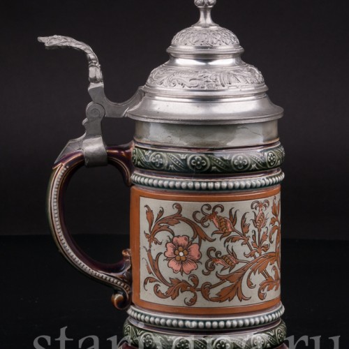 Уцененная пивная кружка Дикая роза, 1/4 л, Villeroy & Boch, Германия, 1891 г.