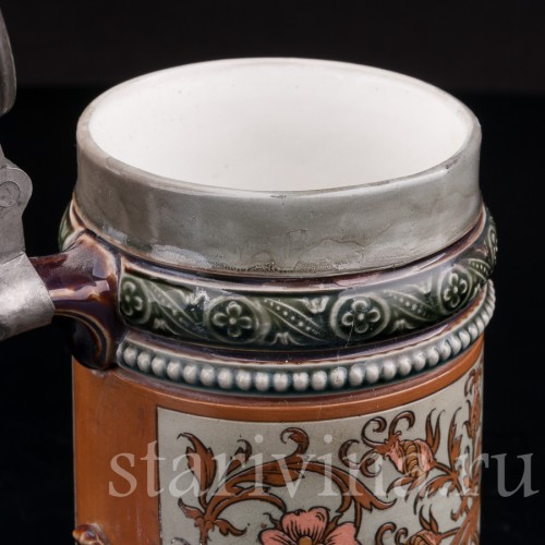 Уцененная пивная кружка Дикая роза, 1/4 л, Villeroy & Boch, Германия, 1891 г.