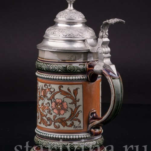 Уцененная пивная кружка Дикая роза, 1/4 л, Villeroy & Boch, Германия, 1891 г.