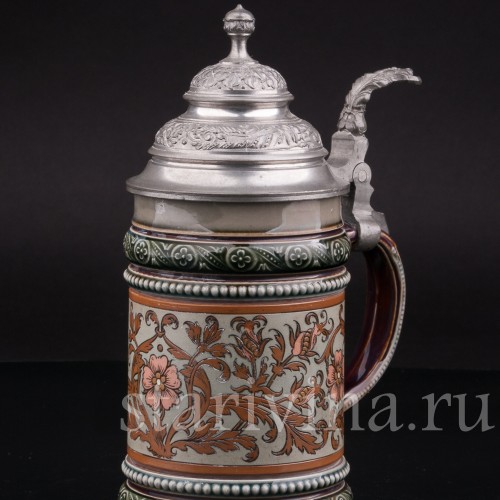 Уцененная пивная кружка Дикая роза, 1/4 л, Villeroy & Boch, Германия, 1891 г.