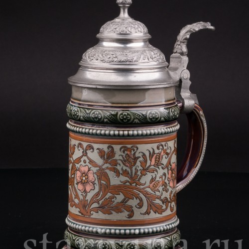 Уцененная пивная кружка Дикая роза, 1/4 л, Villeroy & Boch, Германия, 1891 г.