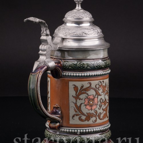 Уцененная пивная кружка Дикая роза, 1/4 л, Villeroy & Boch, Германия, 1891 г.