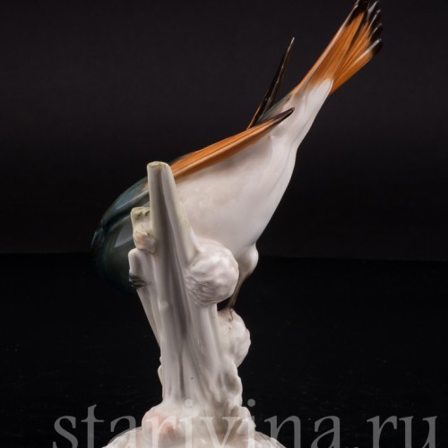 Уцененная статуэтка из фарфора Американская горихвостка, Hutschenreuther, Германия, сер. 20 века.