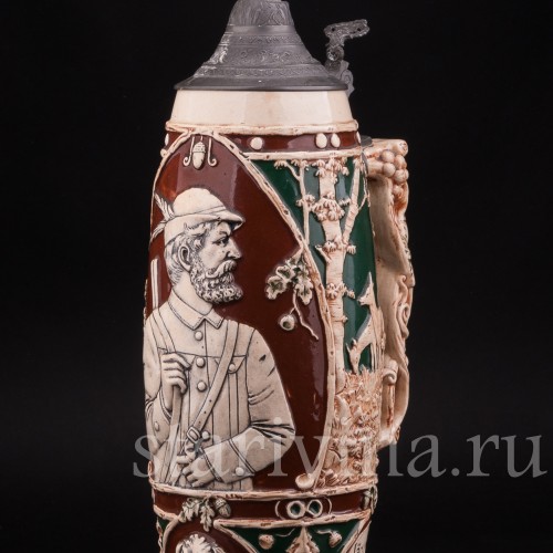 Старинная пивная кружка Да здравствет охота! 1,5л, Германия, нач. 20 в.