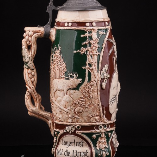 Старинная пивная кружка Да здравствет охота! 1,5л, Германия, нач. 20 в.