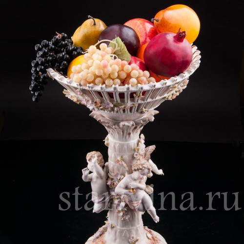 Фарфоровая ваза Фруктовница три путти, Von Schierholz, Германия, 1865-1907 гг.