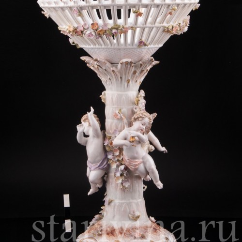 Фарфоровая ваза Фруктовница три путти, Von Schierholz, Германия, 1865-1907 гг.