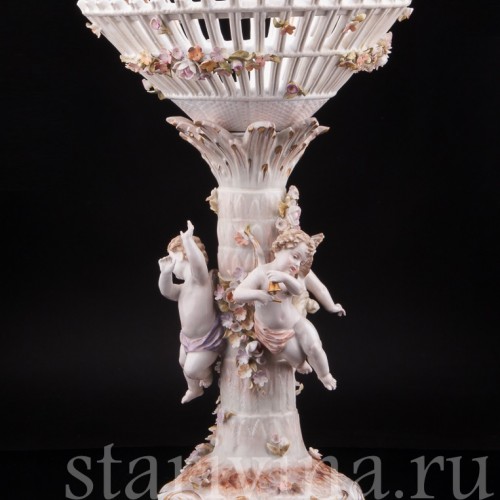 Фарфоровая ваза Фруктовница три путти, Von Schierholz, Германия, 1865-1907 гг.