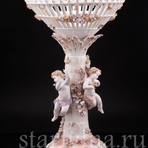 Фарфоровая ваза Фруктовница три путти, Von Schierholz, Германия, 1865-1907 гг.