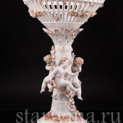 Фарфоровая ваза Фруктовница три путти, Von Schierholz, Германия, 1865-1907 гг.
