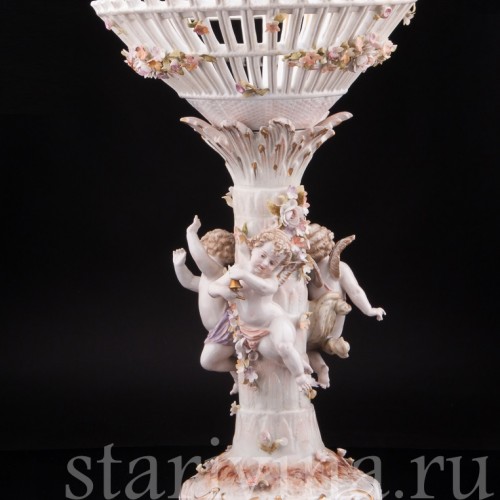 Фарфоровая ваза Фруктовница три путти, Von Schierholz, Германия, 1865-1907 гг.