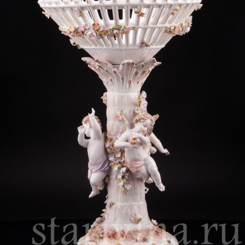 Фарфоровая ваза Фруктовница три путти, Von Schierholz, Германия, 1865-1907 гг.