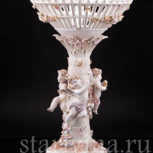 Фарфоровая ваза Фруктовница три путти, Von Schierholz, Германия, 1865-1907 гг.