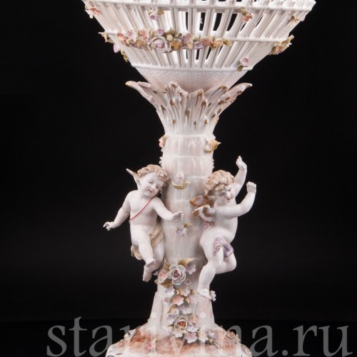 Фарфоровая ваза Фруктовница три путти, Von Schierholz, Германия, 1865-1907 гг.
