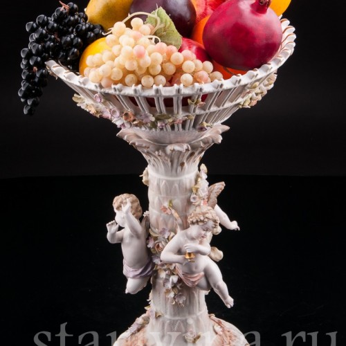Фарфоровая ваза Фруктовница три путти, Von Schierholz, Германия, 1865-1907 гг.
