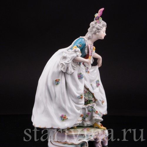 Фарфоровая статуэтка Дама с веером, E. A. Muller, Германия, кон. 19, нач. 20 вв.