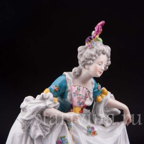 Фарфоровая статуэтка Дама с веером, E. A. Muller, Германия, кон. 19, нач. 20 вв.