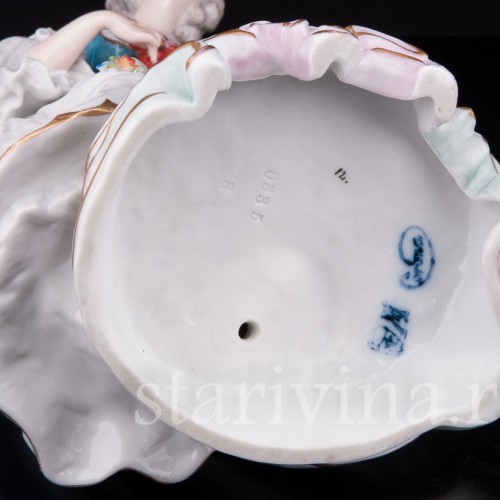 Фарфоровая статуэтка Дама с веером, E. A. Muller, Германия, кон. 19, нач. 20 вв.