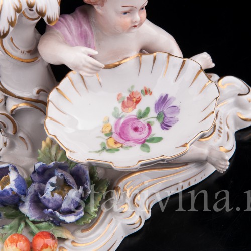 Антикварные фарфоровые Подсвечники Путти, Carl Thieme, Германия, пер. пол. 20 в.