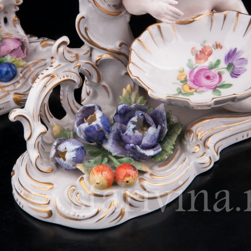 Антикварные фарфоровые Подсвечники Путти, Carl Thieme, Германия, пер. пол. 20 в.