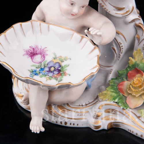 Антикварные фарфоровые Подсвечники Путти, Carl Thieme, Германия, пер. пол. 20 в.