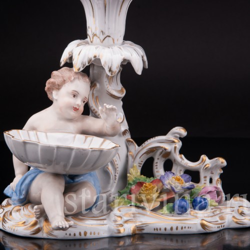 Антикварные фарфоровые Подсвечники Путти, Carl Thieme, Германия, пер. пол. 20 в.