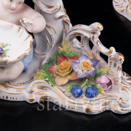 Антикварные фарфоровые Подсвечники Путти, Carl Thieme, Германия, пер. пол. 20 в.