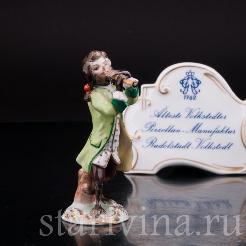 Фарфоровая статуэтка Обезьяний оркестр, флейтист, Volkstedt, Германия, вт. пол. 20 в.