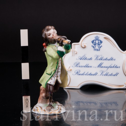 Фарфоровая статуэтка Обезьяний оркестр, флейтист, Volkstedt, Германия, вт. пол. 20 в.