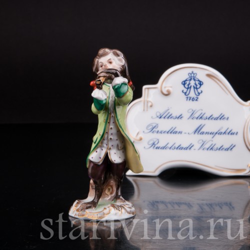 Фарфоровая статуэтка Обезьяний оркестр, флейтист, Volkstedt, Германия, вт. пол. 20 в.