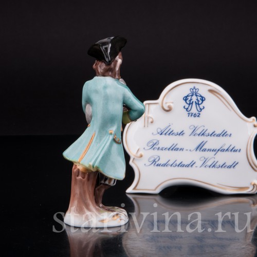 Фарфоровая статуэтка Обезьяний оркестр, волынщик, Volkstedt, Германия, вт. пол. 20 в.
