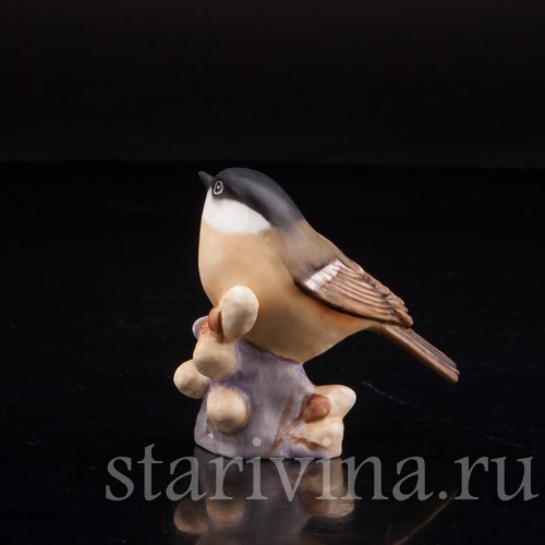 Фигурка птички из фарфора Черноголовая гаичка, Royal Worcester, Великобритания, вт. пол. 20 в.