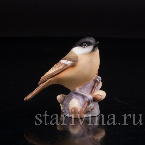Фигурка птички из фарфора Черноголовая гаичка, Royal Worcester, Великобритания, вт. пол. 20 в.