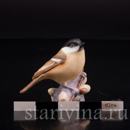 Фигурка птички из фарфора Черноголовая гаичка, Royal Worcester, Великобритания, вт. пол. 20 в.