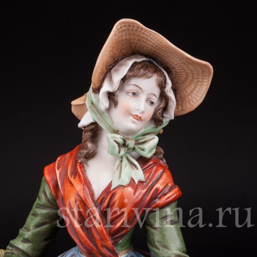 Фарфоровая статуэтка девушки Цветочница, Германия, кон. 19 - нач. 20 вв.