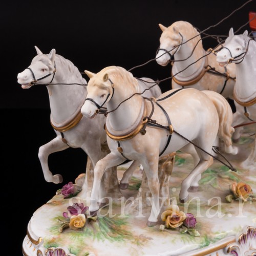 Большая фарфоровая композиция Карета, Volkstedt, Германия, до 1935 г.