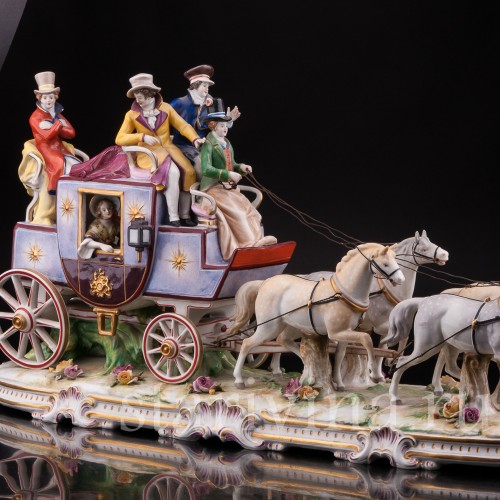Большая фарфоровая композиция Карета, Volkstedt, Германия, до 1935 г.