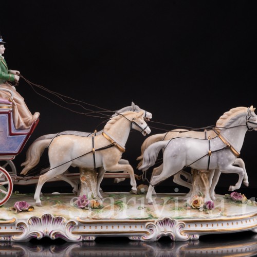 Большая фарфоровая композиция Карета, Volkstedt, Германия, до 1935 г.