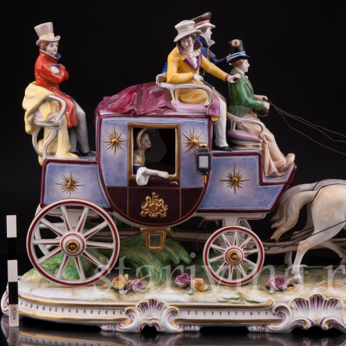 Большая фарфоровая композиция Карета, Volkstedt, Германия, до 1935 г.