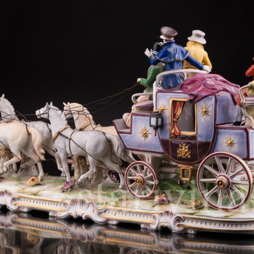 Большая фарфоровая композиция Карета, Volkstedt, Германия, до 1935 г.
