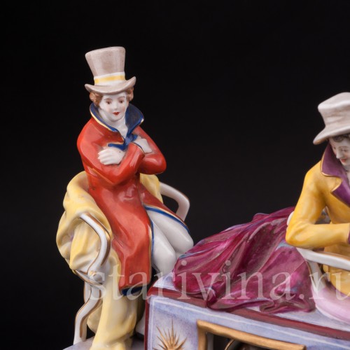 Большая фарфоровая композиция Карета, Volkstedt, Германия, до 1935 г.